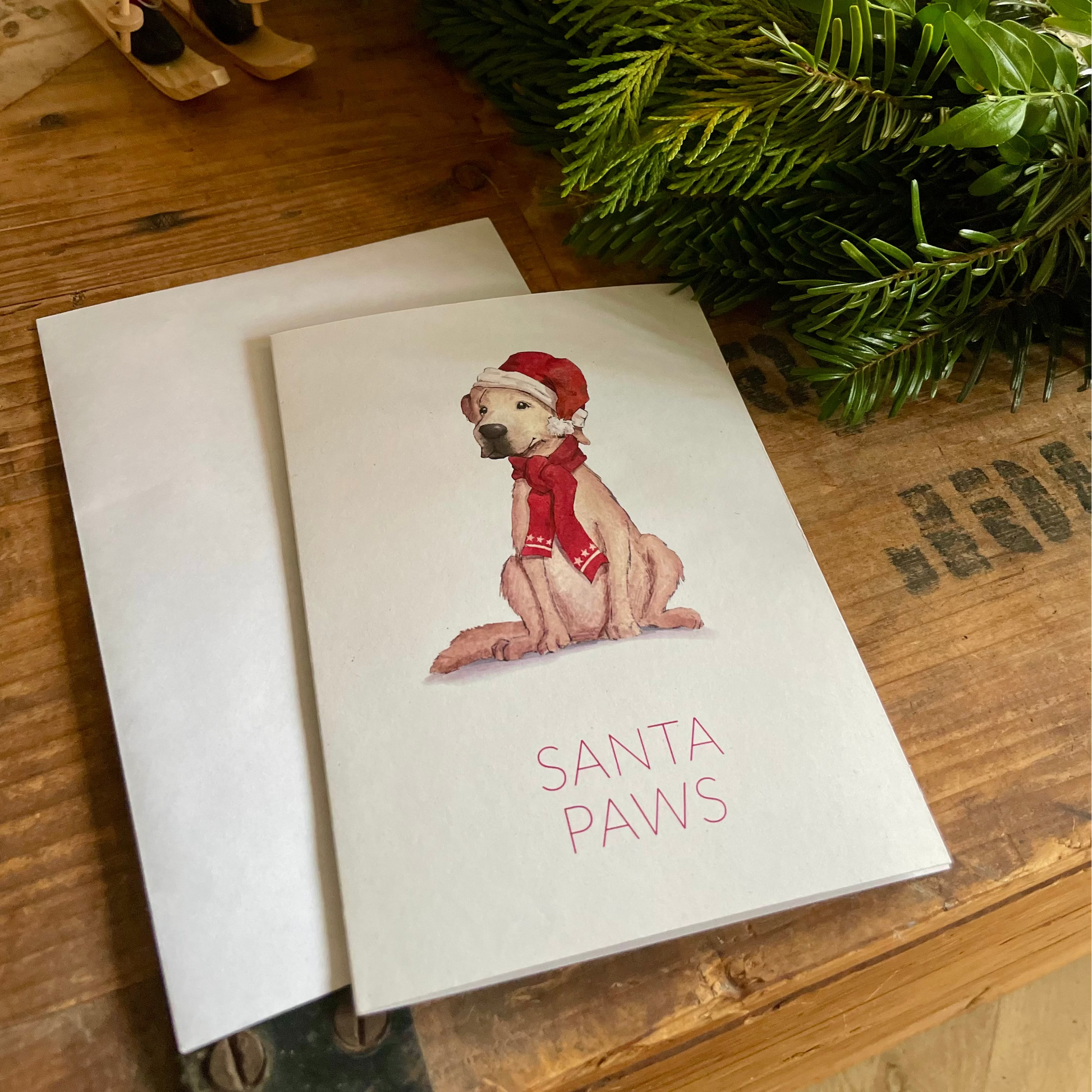 Grußkarte Santa Paws Weihnachtskarte mit Hundemotiv