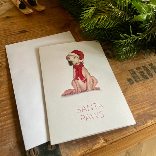 Grußkarte Santa Paws Weihnachtskarte mit Hundemotiv