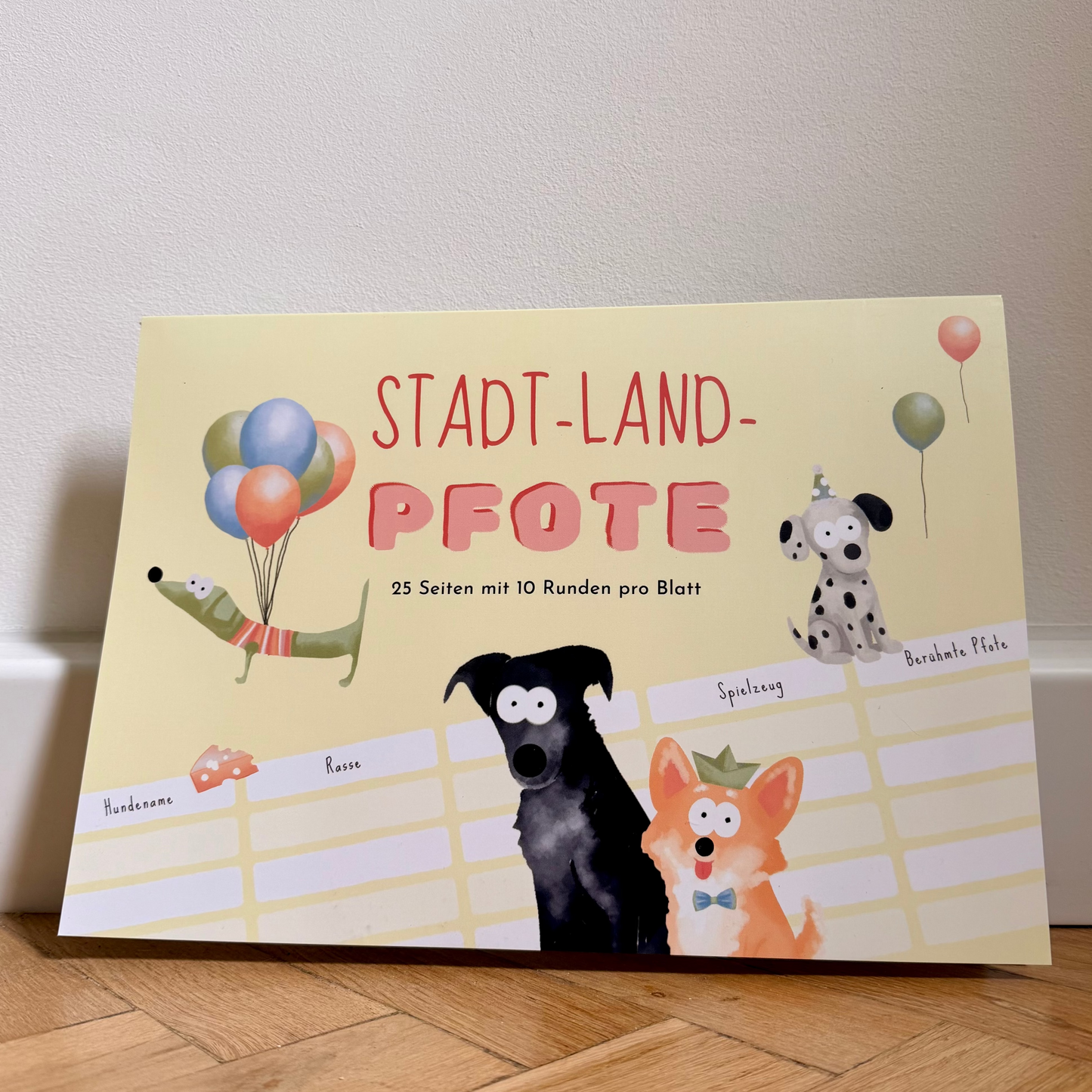 Das Spiel Stadt-Land-Pfote in der Frontalansicht